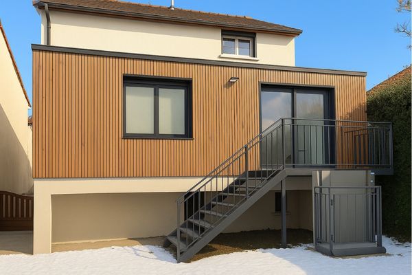 Monte-personne PMR installé sous l’extension de maison à Le Blanc Mesnil